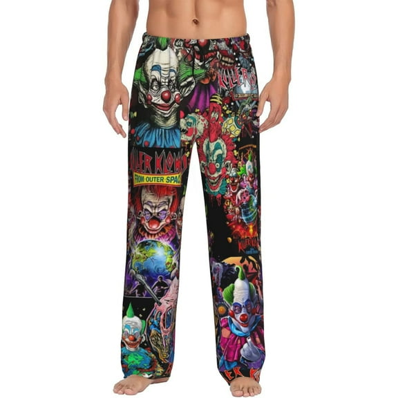 Killer Klowns From Outer Space Pajama Pants for Men, Super Soft All over Print Lounge Pants Sleepwear Bottom with Pockets Drawstring