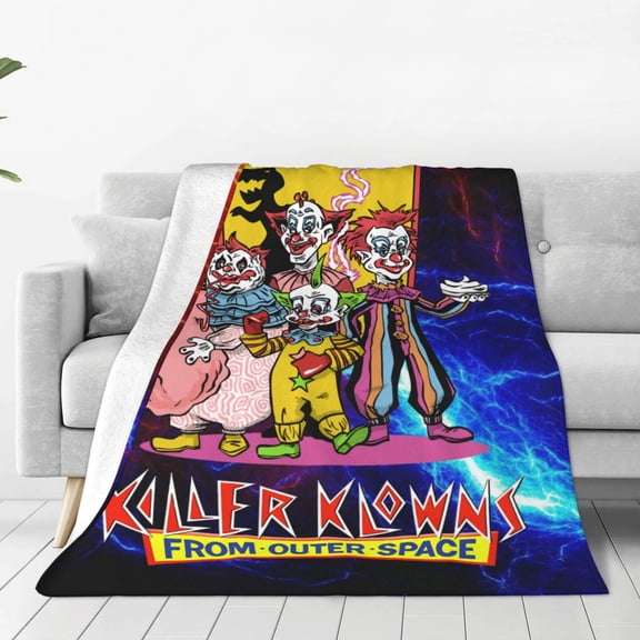 Killer Klowns From Outer Space Throw Blanket Couch Bed Sofa Soft Lightweight Warm Cozy Flannel Fleece Bed Blanket For Kids Adults Gift Multiple Sizes Available 40"X30"