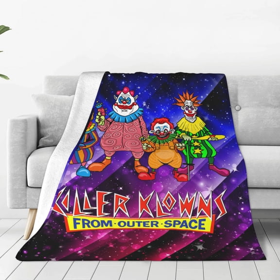 Killer Klowns From Outer Space Throw Blanket Couch Bed Sofa Soft Lightweight Warm Cozy Flannel Fleece Bed Blanket For Kids Adults Gift Multiple Sizes Available 50"X40"