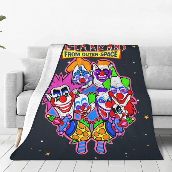 Killer Klowns From Outer Space Throw Blanket Couch Bed Sofa Soft Lightweight Warm Cozy Flannel Fleece Bed Blanket For Kids Adults Gift Multiple Sizes Available 60"X50"