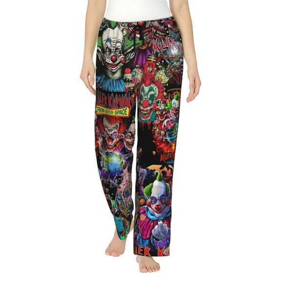 Killer Klowns From Outer Space Women's Pajama Pants, Comfy All Over Print Lounge Pants Casual Sleepwear with Pockets & Drawstring