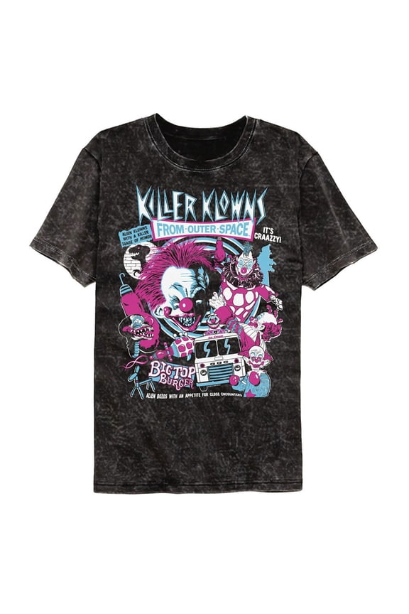 Killer Klowns In Outer Space Crazy Bunch Mineral Wash Black Adult T-Shirt