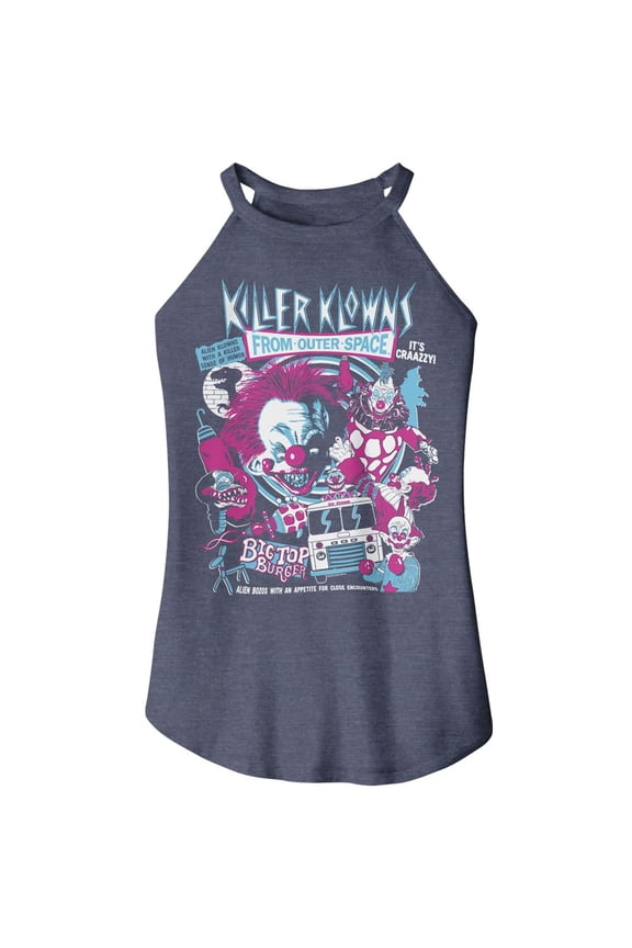 Killer Klowns In Outer Space Crazy Bunch Navy Frost Women's Sleeveless Rocker Tank Top