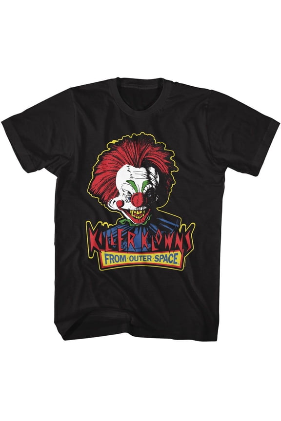 Killer Klowns In Outer Space Head And Logo Black Adult T-Shirt Xl
