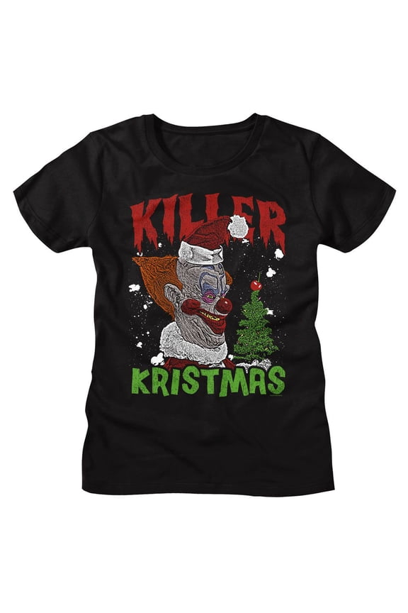 Killer Klowns Kristmas Tree Women's T Shirt Tacky Xmas Outer Space Clown Horror