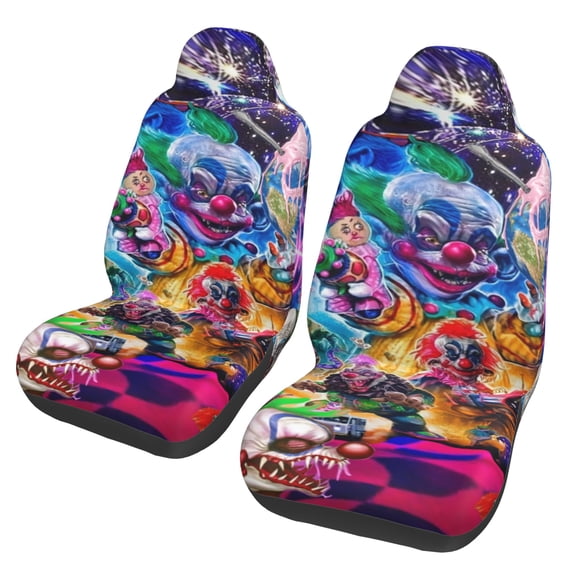 Killer Klowns from Outer Space Car Seat Covers Set 2Pcs, Front Seat Covers for Car Truck Sedan SUV Auto, Universal Fit Vehicle Enterior Bucket Seat Protector Car Accessories