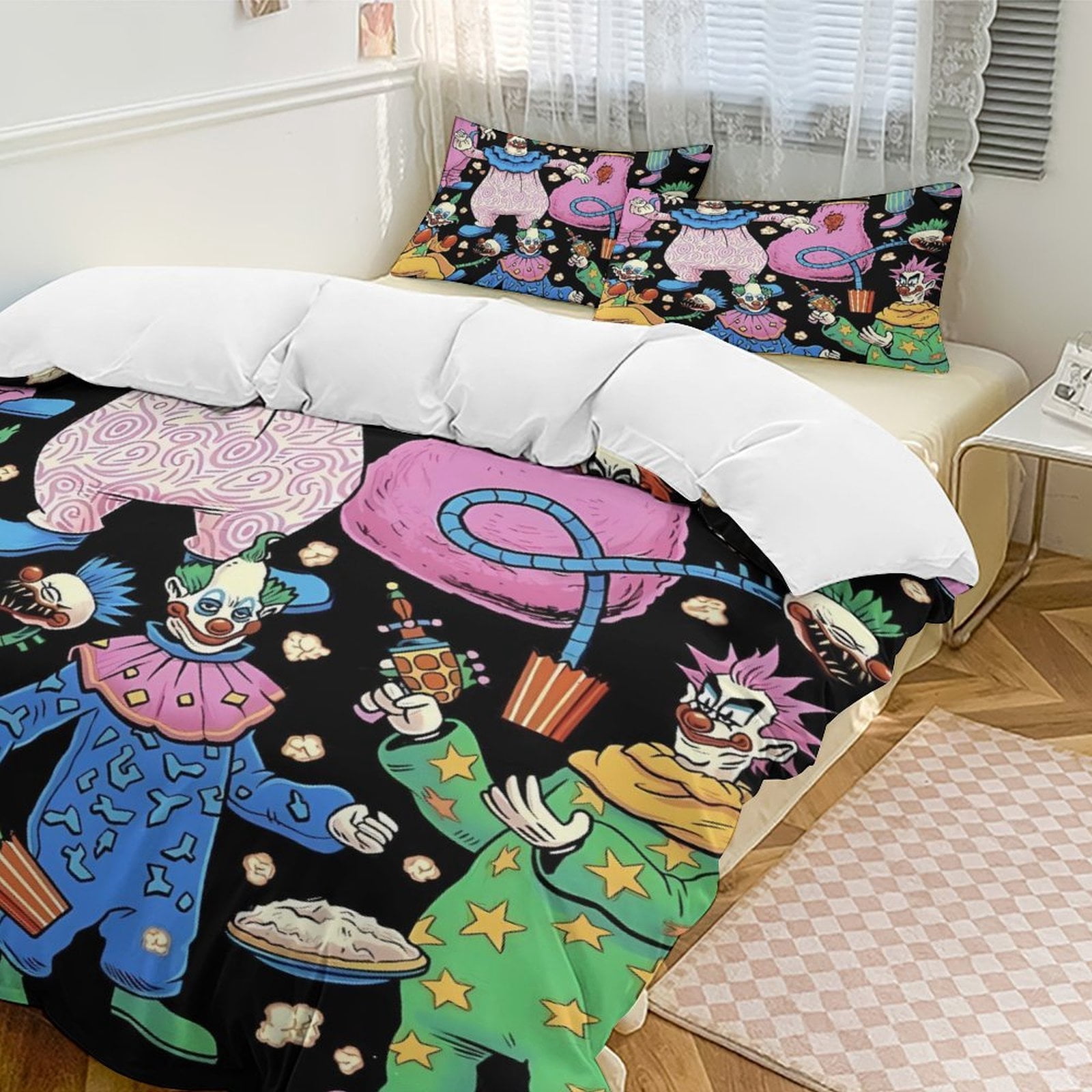 Space Killer Clown 3-Piece Bedding Set (1 Duvet Cover + 2 Pillow Shams) Soft And Skin-friendly Breathable And Dry Bedding for A Comfortable Night's Sleep Twin Size (86"x70")