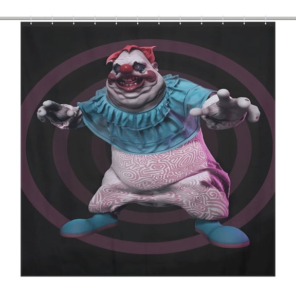 Killer Klowns from Outer Space Clown Shower Waterproof Bath Curtain with Bathroom Fabric for Bathroom With 12 Hooks for Adults, Teens and Kids 72x72Inch (183x183cm)