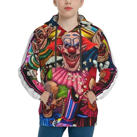 Killer Klowns From Outer Space Clown Hoodie, Casual Unisex Youth Hoodie, Fashion Novelty Long Sleeve Pullover Sweatshirt Hooded For Kid, Teens And Adults