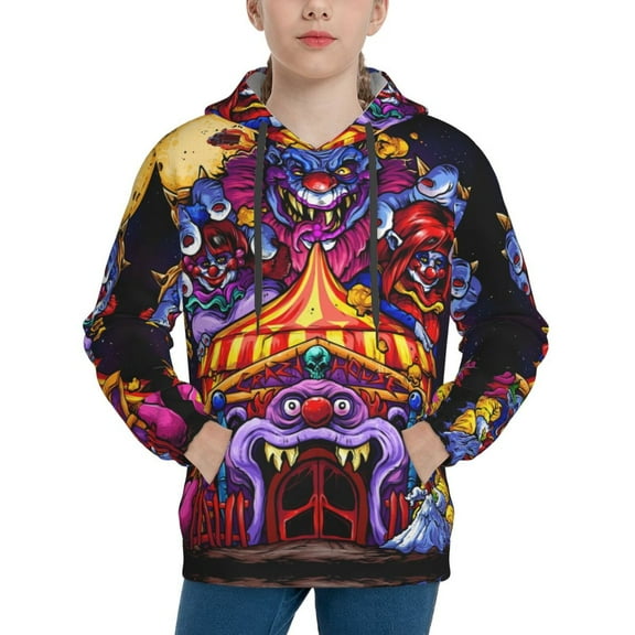 Killer Klowns From Outer Space Clown Hoodie, Casual Unisex Youth Hoodie, Fashion Novelty Long Sleeve Pullover Sweatshirt Hooded For Kid, Teens And Adults
