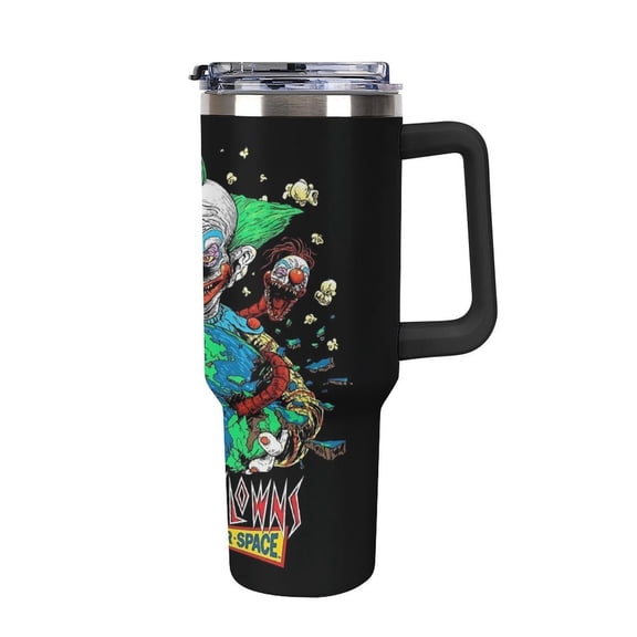 Killer Klowns from Outer Space Clown Large Capacity Car Cup, 40oz Stainless Steel Travel Mug With Handle, Double Layer Vacuum Insulated Cup, Coffee Cup , With Lid And Straw, Best Festivals Gift, Hall