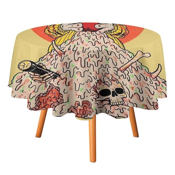 Killer Klowns from Outer Space Clown Round Table Cloth Washable Reusable Round Tablecloth Cartoon Fun Table Cover for Dinner Kitchen Party Picnic 36x36in