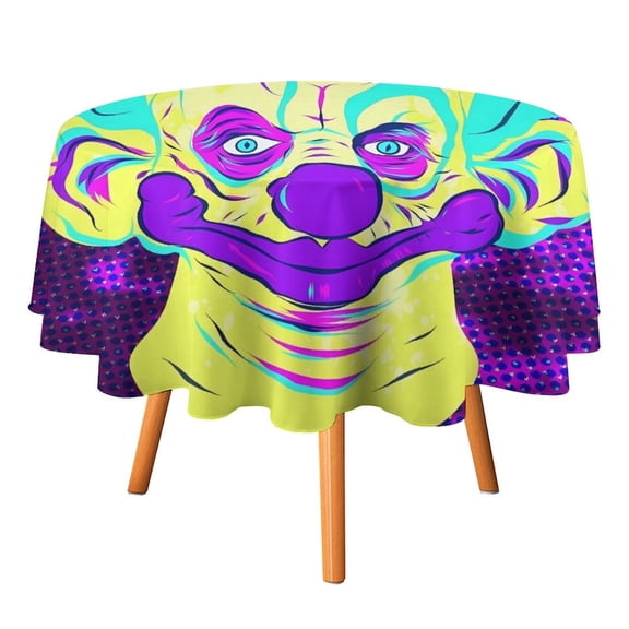 Killer Klowns from Outer Space Clown Round Table Cloth Washable Reusable Round Tablecloth Cartoon Fun Table Cover for Dinner Kitchen Party Picnic 36x36in