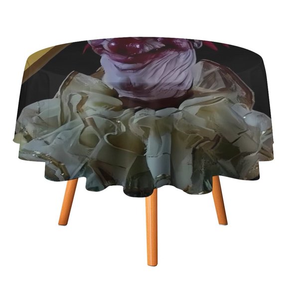 Killer Klowns from Outer Space Clown Round Table Cloth Washable Reusable Round Tablecloth Cartoon Fun Table Cover for Dinner Kitchen Party Picnic 36x36in