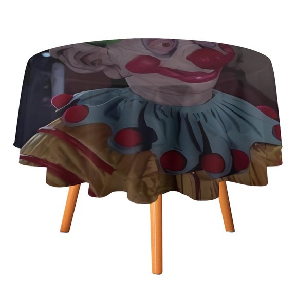 Killer Klowns from Outer Space Clown Round Table Cloth Washable Reusable Round Tablecloth Cartoon Fun Table Cover for Dinner Kitchen Party Picnic 36x36in