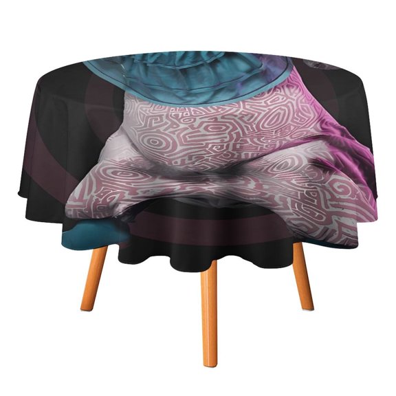 Killer Klowns from Outer Space Clown Round Table Cloth Washable Reusable Round Tablecloth Cartoon Fun Table Cover for Dinner Kitchen Party Picnic 36x36in