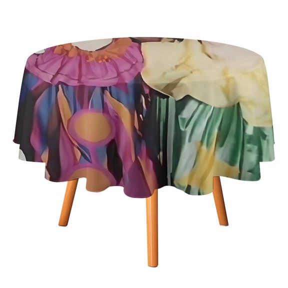 Killer Klowns from Outer Space Clown Round Table Cloth Washable Reusable Round Tablecloth Cartoon Fun Table Cover for Dinner Kitchen Party Picnic 36x36in