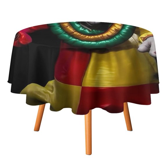 Killer Klowns from Outer Space Clown Round Table Cloth Washable Reusable Round Tablecloth Cartoon Fun Table Cover for Dinner Kitchen Party Picnic 36x36in