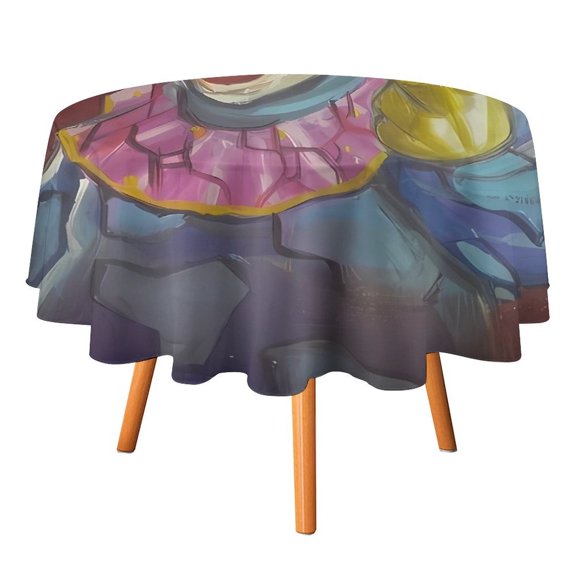 Killer Klowns from Outer Space Clown Round Table Cloth Washable Reusable Round Tablecloth Cartoon Fun Table Cover for Dinner Kitchen Party Picnic 36x36in