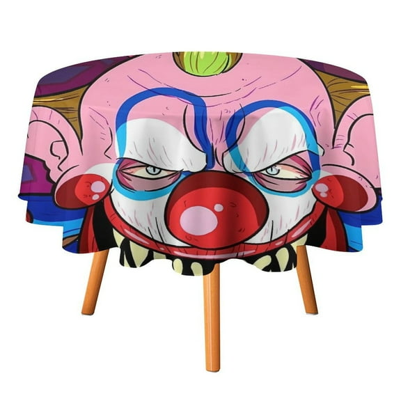 Killer Klowns from Outer Space Clown Round Table Cloth Washable Reusable Round Tablecloth Cartoon Fun Table Cover for Dinner Kitchen Party Picnic 36x36in