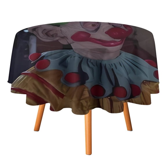 Killer Klowns from Outer Space Clown Round Tablecloth Washable Reusable Round Tablecloth Table Cover for Dinner Kitchen Party Picnic 50x50in