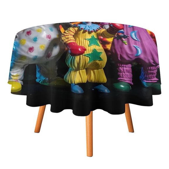 Killer Klowns from Outer Space Clown Round Table Cloth Washable Reusable Round Tablecloth Cartoon Fun Table Cover for Dinner Kitchen Party Picnic 60x60in