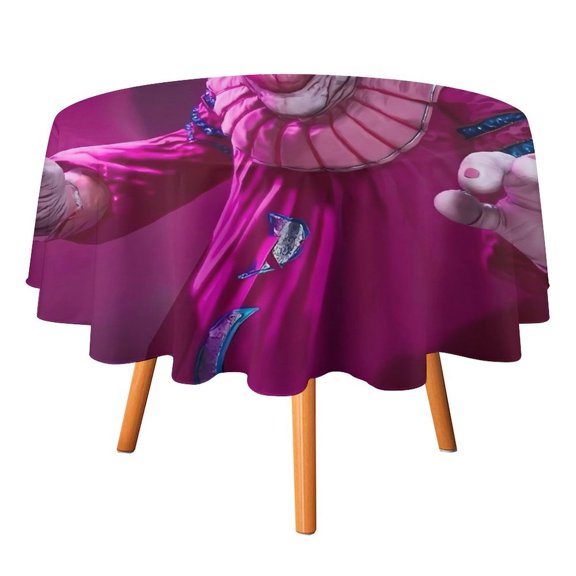 Killer Klowns from Outer Space Clown Round Table Cloth Washable Reusable Round Tablecloth Cartoon Fun Table Cover for Dinner Kitchen Party Picnic 60x60in