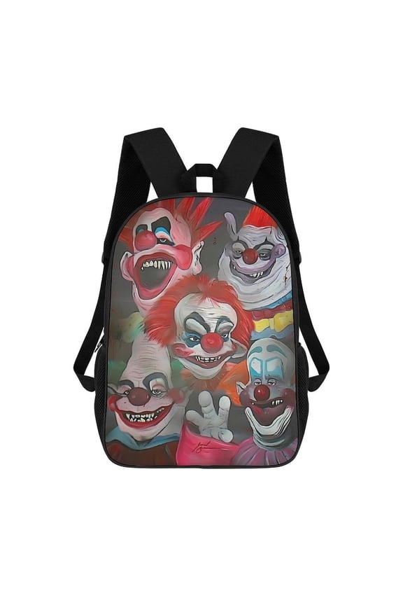 Killer Klowns from Outer Space Clown Backpack, Adjustable Shoulder Straps School Bookbag, Lightweight Durable Travel Back Pack 17 Inches