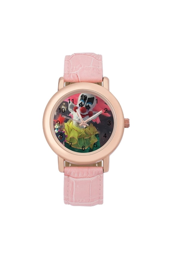 Killer Klowns from Outer Space Clown Watch, Soft Leather Strap Watch Adult Classic Ladies Leather Strap Wrist Watch Adjustable Quartz Watch Fit for Wrist Sizes 5.7" to 8.7"