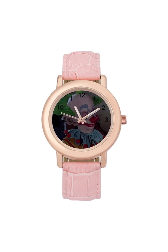 Killer Klowns from Outer Space Clown Watch, Soft Leather Strap Watch Adult Classic Ladies Leather Strap Wrist Watch Adjustable Quartz Watch Fit for Wrist Sizes 5.7" to 8.7"
