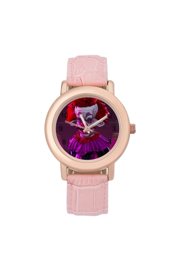 Killer Klowns from Outer Space Clown Watch, Soft Leather Strap Watch Adult Classic Ladies Leather Strap Wrist Watch Adjustable Quartz Watch Fit for Wrist Sizes 5.7" to 8.7"