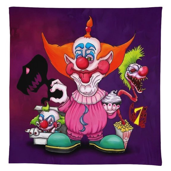 Killer Klowns from Outer Space Clown Tablecloth, Washable Reusable Rectangular Tablecloth Table Cover for Birthday Celebrations And Events, Birthday Party Decorations 55"x55"