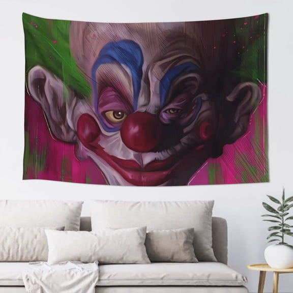 Killer Klowns From Outer Space Clown Hanging Tapestries Wall Hanging For Home Decor Tv Background Panels, Living Room Decor 60x40in