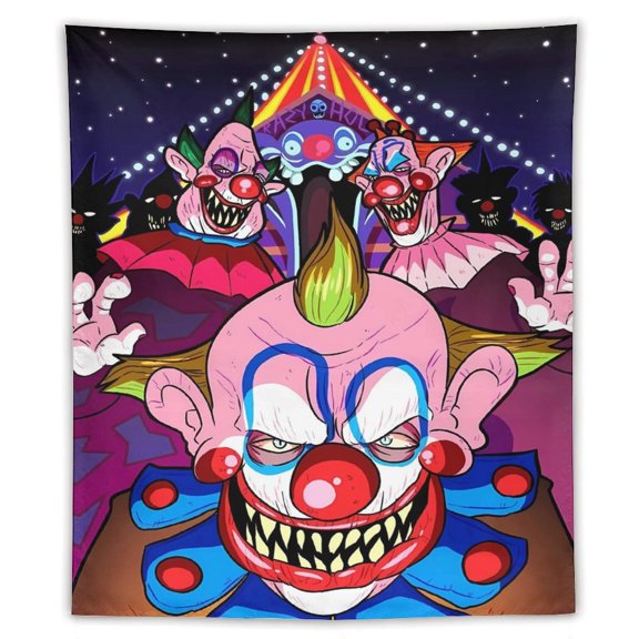 Killer Klowns from Outer Space Clown Tapestry Wall Hanging, Wall Tapestry for Bedroom Aesthetic, Living Room Decor for Adults, Teens and Kids 50"x60"