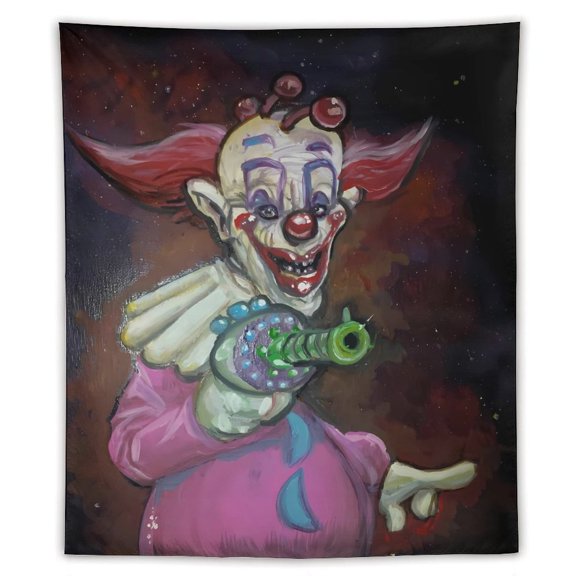 Killer Klowns from Outer Space Clown Tapestry Wall Hanging, Wall Tapestry for Bedroom Aesthetic, Living Room Decor for Adults, Teens and Kids 50"x60"
