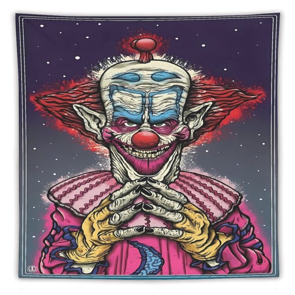 Killer Klowns from Outer Space Clown Tapestry Wall Hanging, Wall Tapestry for Bedroom Aesthetic, Living Room Decor for Adults, Teens and Kids 60"x60"