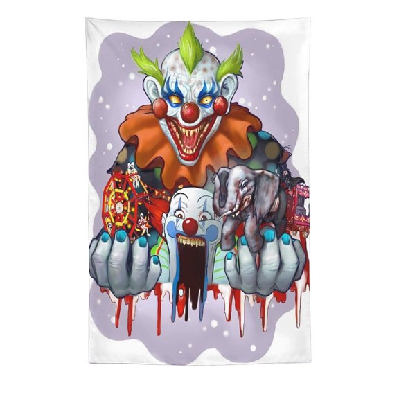 Killer Klowns from Outer Space Clown Tapestry Wall Hanging, Wall Tapestry for Bedroom Aesthetic, Living Room Decor for Adults, Teens and Kids 60"x90"