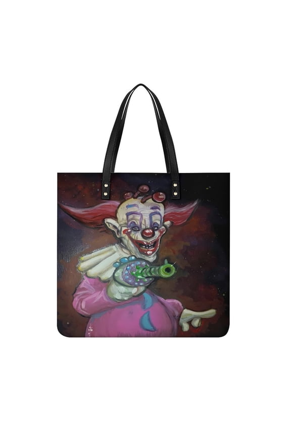 Killer Klowns from Outer Space Clown Handbags PU Leather Purses And Handbags For Girl Ladies Handle Shoulder Satchel Bag with Top Magnetic Snap Closure 39x39cm