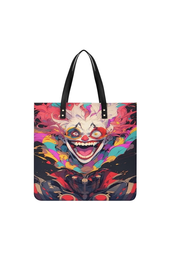 Killer Klowns from Outer Space Clown Handbags PU Leather Purses And Handbags For Girl Ladies Handle Shoulder Satchel Bag with Top Magnetic Snap Closure 39x39cm
