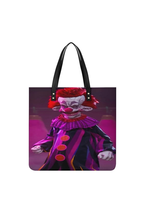 Killer Klowns from Outer Space Clown Handbags PU Leather Purses And Handbags For Girl Ladies Handle Shoulder Satchel Bag with Top Magnetic Snap Closure 39x39cm