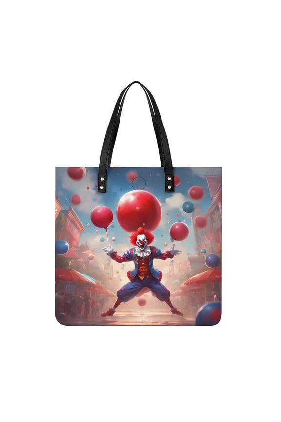 Killer Klowns from Outer Space Clown Handbags PU Leather Purses And Handbags For Girl Ladies Handle Shoulder Satchel Bag with Top Magnetic Snap Closure 39x39cm