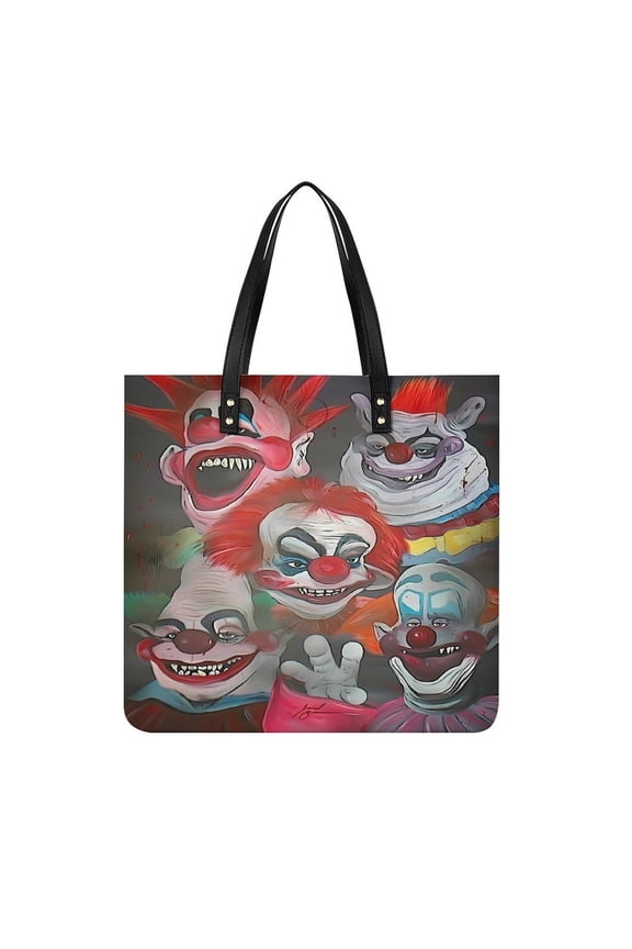 Killer Klowns from Outer Space Clown Handbags PU Leather Purses And Handbags For Girl Ladies Handle Shoulder Satchel Bag with Top Magnetic Snap Closure 39x39cm
