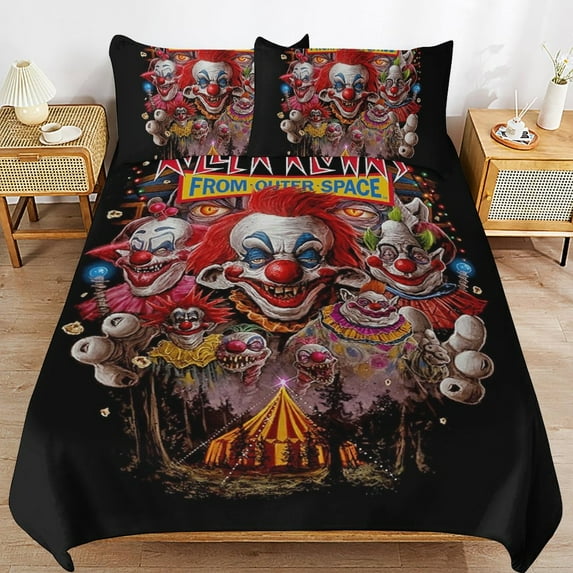 Killer Klowns from Outer Space Kids 3 Piece Bedding Set, Super Soft Printed Comforter Cover Sets with 1 Duvet Cover and 2 Pillowcase, Bedroom Decor Gifts for Boys Girls Teens Adult 79"x90"