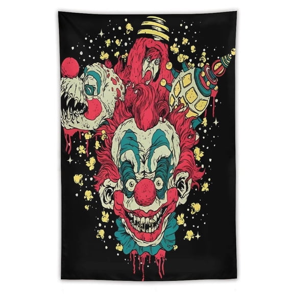 Killer Klowns from Outer Space Clown Tapestry Wall Hanging, Elegant Wall Hanging Tapestries Wall Art for Bedroom Decor, Outdoor, Parties 40"x60"