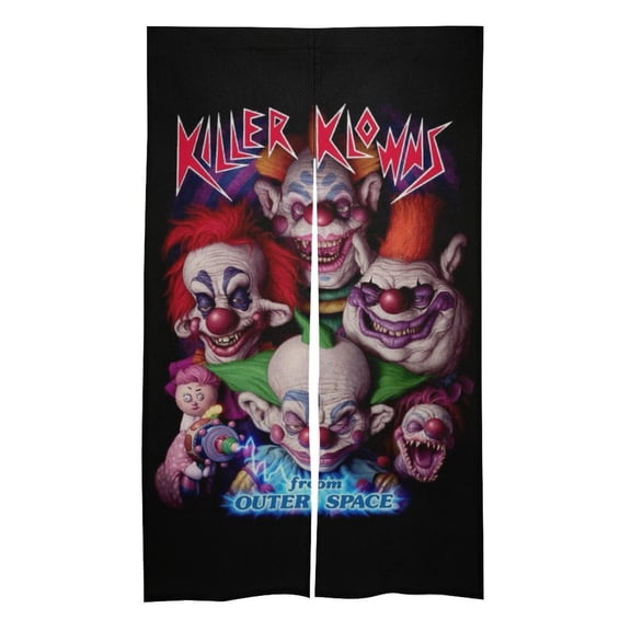 Killer Klowns from Outer Space Doorway Curtain Printed Room Divider Splice Door Curtain Blackout Privacy Tapestry Curtain Home Decoration 34"x57"