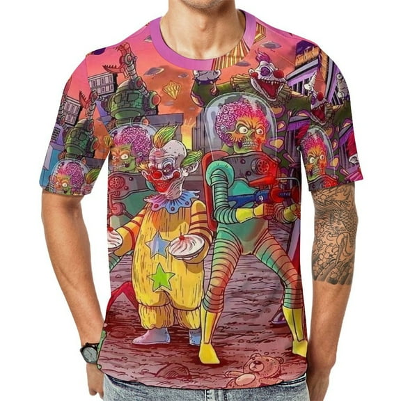 Killer-Klowns-from-Outer-Space-clown Short Sleeve Round Neck Graphic Tee 3D Pattern Printed Tops Casual Sweatshirt for Men Women S