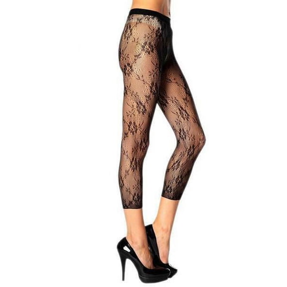 Killer Legs 828DY610N Floral Blossoms Fishnet Capri Footless Tights