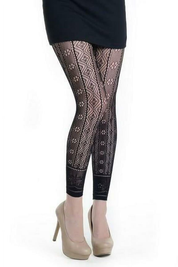 Vertical Lace Garter Stripes Footless Fishnet Tights 828DY747