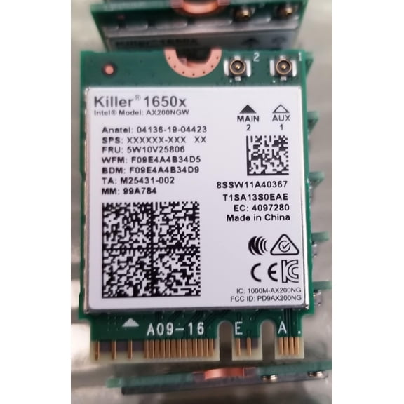 Killer Series for Intel AX1650x Gaming WiFi 6 Upgrade Adapter | M.2 WiFi Card for PCs | 2.4 Gbps WiFi | Bluetooth 5.2 Compatible | Works with Intel, AMD, Windows 10 and Newer, Linux