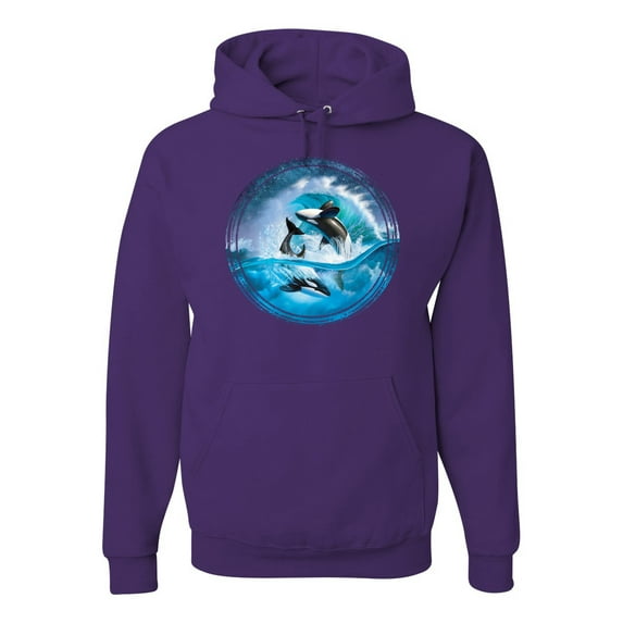Killer Whale Circle Underwater Blue Sperm Whales Fashion Graphic Hoodie Sweatshirt, Purple, 3XL